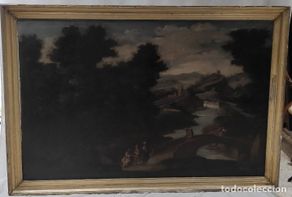 Arte: ”Escena diocechesca” firmado S. M. Óleo sobre lienzo.- 89,5x136 cm lienzo. 103,2x149,5 cm marco.